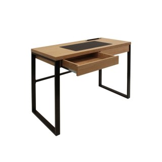INDUSTRIALNE BIURKO LOFT, CZARNY METAL, MDF, DĄB, Z SZUFLADĄ, 100 CM