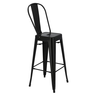 CZARNY METALOWY HOKER ARTPRO LOFT Z OPARCIEM, STOŁEK BAROWY DO KUCHNI 75 CM