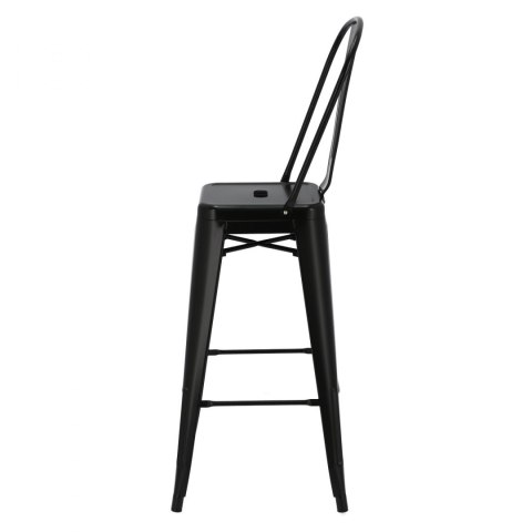 CZARNY METALOWY HOKER ARTPRO LOFT Z OPARCIEM, STOŁEK BAROWY DO KUCHNI 66 CM CZARNY METALOWY HOKER ARTPRO LOFT Z OPARCIEM, STOŁEK BAROWY DO KUCHNI 66 CM