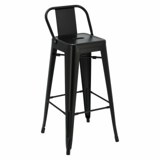 CZARNY METALOWY HOKER LOFT ARTPRO Z OPARCIEM, STOŁEK BAROWY DO KUCHNI 75 CM