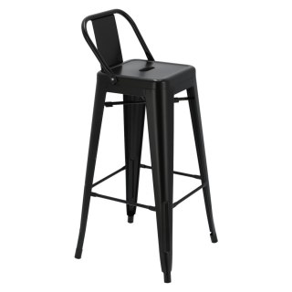 CZARNY METALOWY HOKER LOFT ARTPRO Z OPARCIEM, STOŁEK BAROWY DO KUCHNI 75 CM