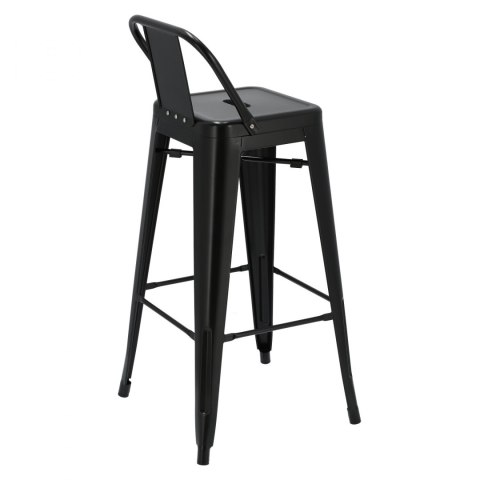 CZARNY METALOWY HOKER LOFT ARTPRO Z OPARCIEM, STOŁEK BAROWY DO KUCHNI 75 CM