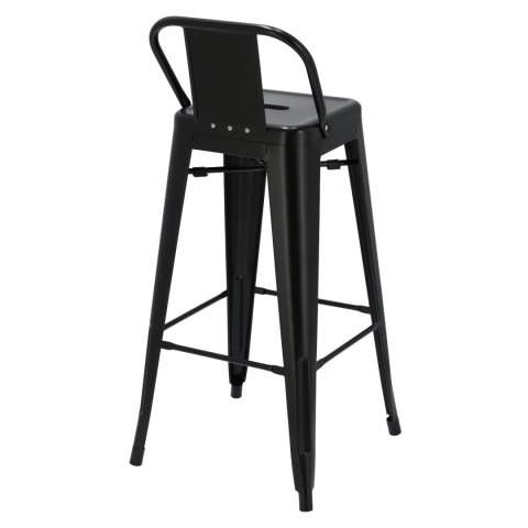 CZARNY METALOWY HOKER LOFT ARTPRO Z OPARCIEM, STOŁEK BAROWY DO KUCHNI 75 CM