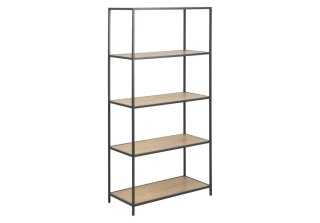 Regał DENMARK IX Dąb MDF, czarny metal, 5 półek