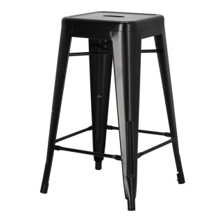 CZARNY METALOWY HOKER LOFT ARTPRO, STOŁEK BAROWY, DO KUCHNI, 66 CM