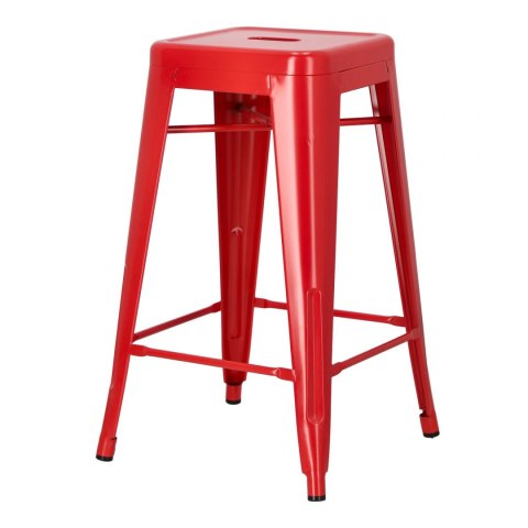 CZERWONY METALOWY HOKER LOFT ARTPRO, STOŁEK BAROWY DO KUCHNI, 75 CM