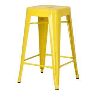 METALOWY HOKER LOFT ARTPRO - ŻÓŁTY, INDUSTRIALNY STOŁEK BAROWY, 66 CM
