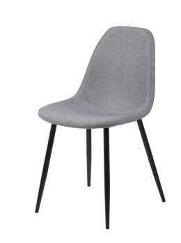 TAPICEROWANE SZARE KRZESŁO DO SALONU, JADALNI, CZARNY METAL, LOFT