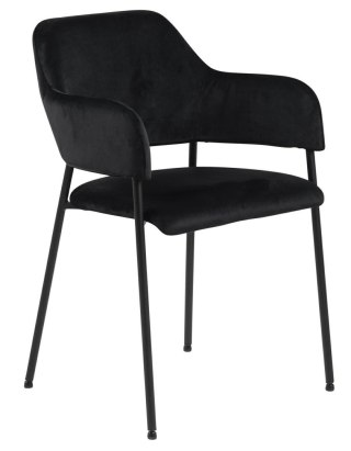CZARNE TAPICEROWANE KRZESŁO Z PODŁOKIETNIKAMI, GLAMOUR, LOFT, DO JADALNI