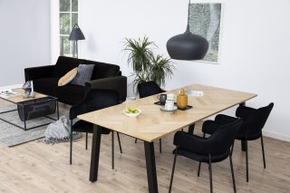 CZARNE TAPICEROWANE KRZESŁO Z PODŁOKIETNIKAMI, GLAMOUR, LOFT, DO JADALNI