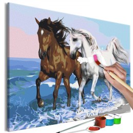 Obraz do samodzielnego malowania - Konie nad morzem