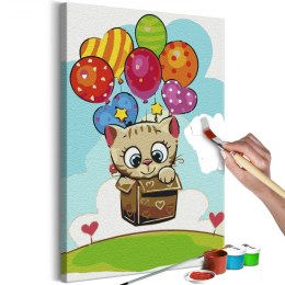 Obraz do samodzielnego malowania - Kotek z balonikami