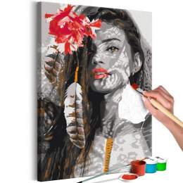 Obraz do samodzielnego malowania - Kobieta z piórem