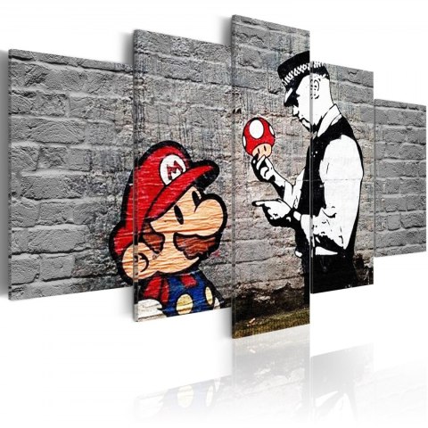 Obraz - Super Mario Mushroom Cop (Banksy) Obraz - Super Mario Mushroom Cop (Banksy)