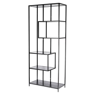 REGAŁ DENMARK II, CZARNY, METALOWY, INDUSTRIALNY, LOFT, 186 CM, 6 PÓŁEK