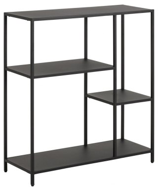 CZARNY METALOWY REGAŁ DO POKOJU, LOFT, 4 PÓŁKI, 80 CM, INDUSTRIALNY
