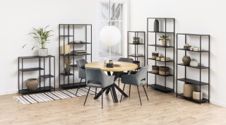 CZARNY METALOWY REGAŁ DO POKOJU, LOFT, 4 PÓŁKI, 80 CM, INDUSTRIALNY