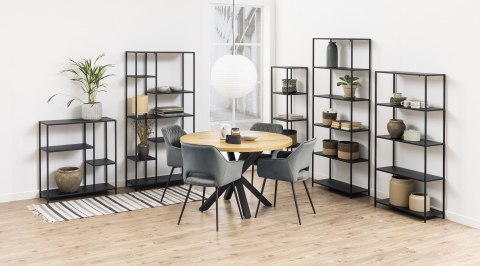 CZARNY METALOWY REGAŁ DO POKOJU, LOFT, 4 PÓŁKI, 80 CM, INDUSTRIALNY CZARNY METALOWY REGAŁ DO POKOJU, LOFT, 4 PÓŁKI, 80 CM, INDUSTRIALNY