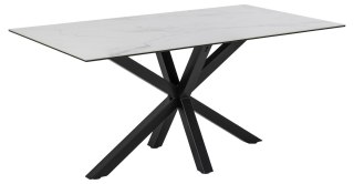 NOWOCZESNY CZARNY STÓŁ DO JADALNI, SALONU, SZKLANY BLAT 160x90, METAL