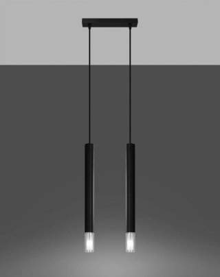 LAMPA WISZĄCA LUMINIS WEZYR, CZARNA, LOFT, PUNKTOWA, 2XG9, SZKŁO, SALON, G9