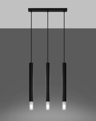 LAMPA WISZĄCA LUMINA, CZARNA, 3XG9, LOFT, NOWOCZESNA, SALON, KUCHNIA, STAL