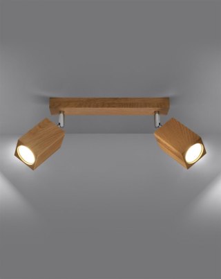 PLAFON DREWNIANY LUMINA, LAMPA SUFITOWA DĄB, 2xGU10, SALON, SKANDYNAWSKI