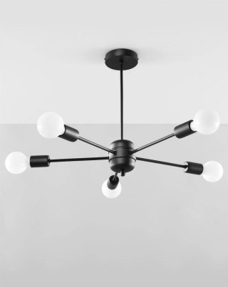 ŻYRANDOL STRUXUM, CZARNY, LOFT, INDUSTRIALNY, LAMPA SUFITOWA, 5X E27, SALON
