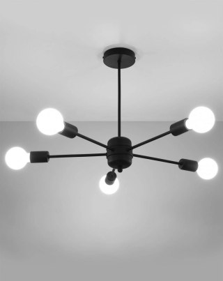 ŻYRANDOL STRUXUM, CZARNY, LOFT, INDUSTRIALNY, LAMPA SUFITOWA, 5X E27, SALON