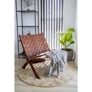 FOTEL WYPOCZYNKOWY AZZURRO, DO SALONU, WYGODNY, STYL BOHO, Z DREWNA, SKÓRA