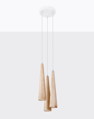 LAMPA WISZĄCA LUMINA SULA, DREWNIANA, 3XGU10, SALON, BOHO, SKANDYNAWSKA