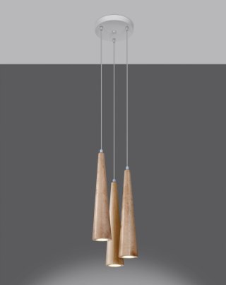 LAMPA WISZĄCA LUMINA SULA, DREWNIANA, 3XGU10, SALON, BOHO, SKANDYNAWSKA