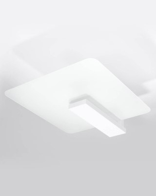 PLAFON LUMENIS, LAMPA SUFITOWA, BIAŁA, DREWNO, SZKŁO, 2XE27, LOFT, SALON
