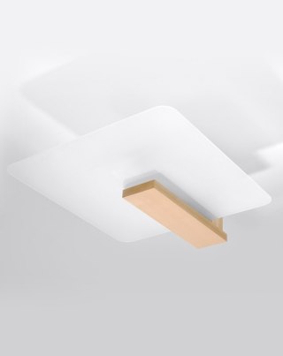 PLAFON LAMPA SUFITOWA LUMENIS, DREWNO, SZKŁO, 2XE27, SALON, LOFT, DREWNIANA