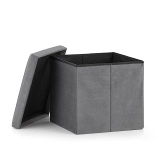PUFA SKŁADANA M - 30x30x30CM AKSAMIT SZARA