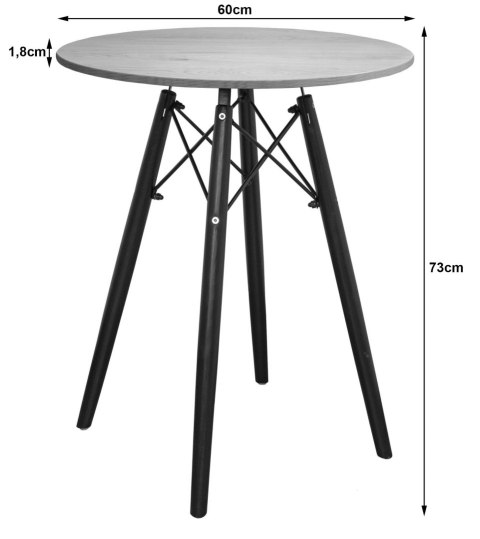 OKRĄGŁY STÓŁ LOFT, BLAT DĄB, CZARNE NOGI, DO JADALNI, DO KUCHNI, 60 cm OKRĄGŁY STÓŁ LOFT, BLAT DĄB, CZARNE NOGI, DO JADALNI, DO KUCHNI, 60 cm