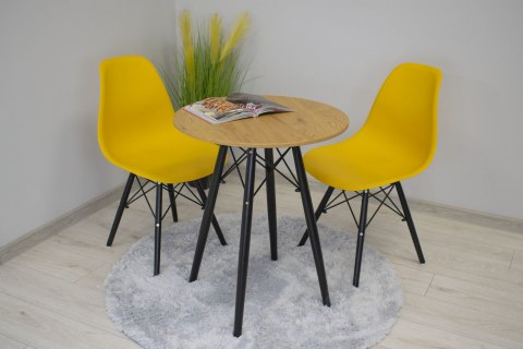 OKRĄGŁY STÓŁ LOFT, BLAT DĄB, CZARNE NOGI, DO JADALNI, DO KUCHNI, 60 cm OKRĄGŁY STÓŁ LOFT, BLAT DĄB, CZARNE NOGI, DO JADALNI, DO KUCHNI, 60 cm