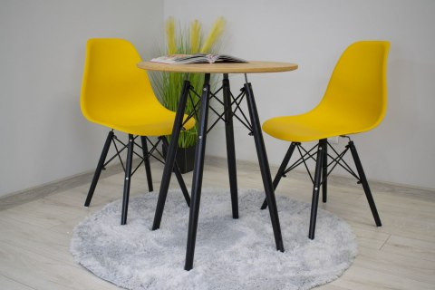 OKRĄGŁY STÓŁ LOFT, BLAT DĄB, CZARNE NOGI, DO JADALNI, DO KUCHNI, 60 cm OKRĄGŁY STÓŁ LOFT, BLAT DĄB, CZARNE NOGI, DO JADALNI, DO KUCHNI, 60 cm