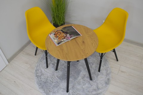 OKRĄGŁY STÓŁ LOFT, BLAT DĄB, CZARNE NOGI, DO JADALNI, DO KUCHNI, 60 cm OKRĄGŁY STÓŁ LOFT, BLAT DĄB, CZARNE NOGI, DO JADALNI, DO KUCHNI, 60 cm