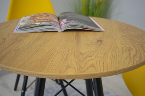 OKRĄGŁY STÓŁ LOFT, BLAT DĄB, CZARNE NOGI, DO JADALNI, DO KUCHNI, 60 cm OKRĄGŁY STÓŁ LOFT, BLAT DĄB, CZARNE NOGI, DO JADALNI, DO KUCHNI, 60 cm