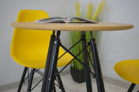 OKRĄGŁY STÓŁ LOFT, BLAT DĄB, CZARNE NOGI, DO JADALNI, DO KUCHNI, 60 cm OKRĄGŁY STÓŁ LOFT, BLAT DĄB, CZARNE NOGI, DO JADALNI, DO KUCHNI, 60 cm