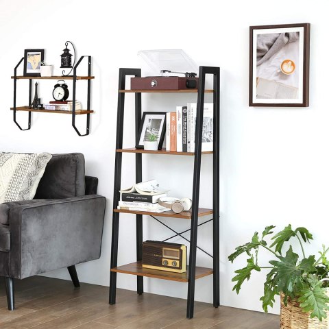 INDUSTRIALNY REGAŁ NA KSIĄŻKI, CZARNY, METALOWY, LOFT, ORZECH, 4 PÓŁKI, INDUSTRIALNY REGAŁ NA KSIĄŻKI, CZARNY, METALOWY, LOFT, ORZECH, 4 PÓŁKI,