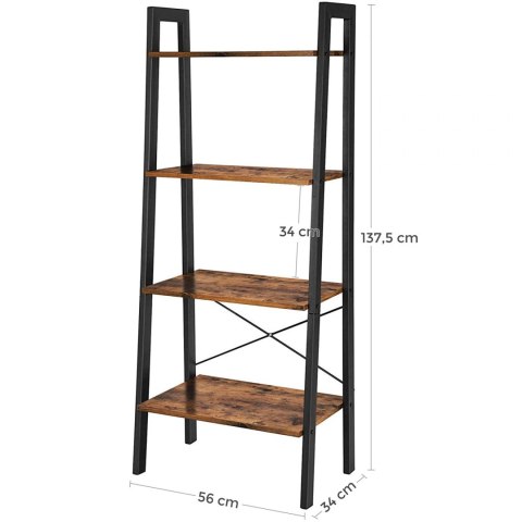INDUSTRIALNY REGAŁ NA KSIĄŻKI, CZARNY, METALOWY, LOFT, ORZECH, 4 PÓŁKI, INDUSTRIALNY REGAŁ NA KSIĄŻKI, CZARNY, METALOWY, LOFT, ORZECH, 4 PÓŁKI,