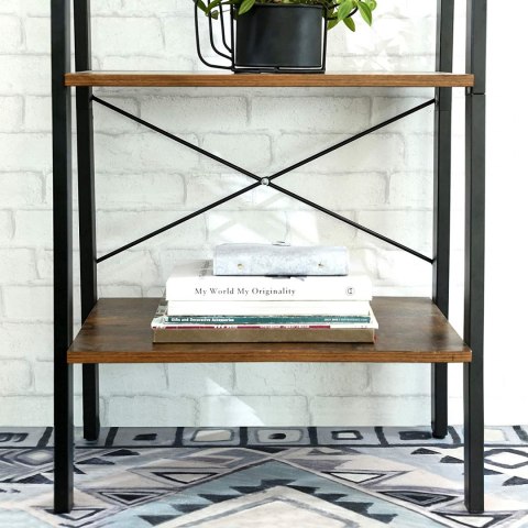 INDUSTRIALNY REGAŁ NA KSIĄŻKI, CZARNY, METALOWY, LOFT, ORZECH, 4 PÓŁKI, INDUSTRIALNY REGAŁ NA KSIĄŻKI, CZARNY, METALOWY, LOFT, ORZECH, 4 PÓŁKI,