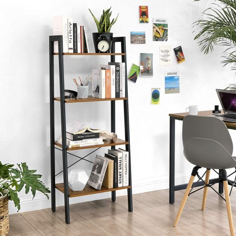 INDUSTRIALNY REGAŁ NA KSIĄŻKI, CZARNY, METALOWY, LOFT, ORZECH, 4 PÓŁKI, INDUSTRIALNY REGAŁ NA KSIĄŻKI, CZARNY, METALOWY, LOFT, ORZECH, 4 PÓŁKI,