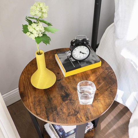 OKRĄGŁY STOLIK LOFT, CZARNY METAL, CIEMNY BRĄZOWY, ORZECH, DO SALONU, 50 cm OKRĄGŁY STOLIK LOFT, CZARNY METAL, CIEMNY BRĄZOWY, ORZECH, DO SALONU, 50 cm