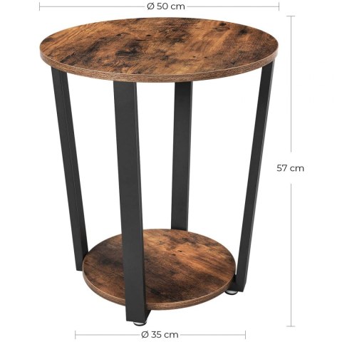 OKRĄGŁY STOLIK LOFT, CZARNY METAL, CIEMNY BRĄZOWY, ORZECH, DO SALONU, 50 cm OKRĄGŁY STOLIK LOFT, CZARNY METAL, CIEMNY BRĄZOWY, ORZECH, DO SALONU, 50 cm