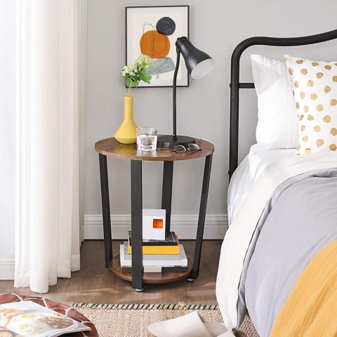OKRĄGŁY STOLIK LOFT, CZARNY METAL, CIEMNY BRĄZOWY, ORZECH, DO SALONU, 50 cm OKRĄGŁY STOLIK LOFT, CZARNY METAL, CIEMNY BRĄZOWY, ORZECH, DO SALONU, 50 cm