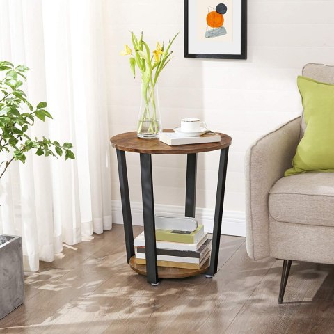 OKRĄGŁY STOLIK LOFT, CZARNY METAL, CIEMNY BRĄZOWY, ORZECH, DO SALONU, 50 cm OKRĄGŁY STOLIK LOFT, CZARNY METAL, CIEMNY BRĄZOWY, ORZECH, DO SALONU, 50 cm