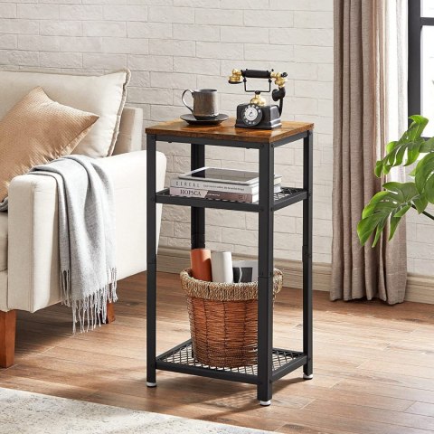 STOLIK Z PÓŁKĄ LOFT, CZARNY METAL, DO SALONU, ORZECH, CIEMNY BRĄZOWY, 40 cm STOLIK Z PÓŁKĄ LOFT, CZARNY METAL, DO SALONU, ORZECH, CIEMNY BRĄZOWY, 40 cm