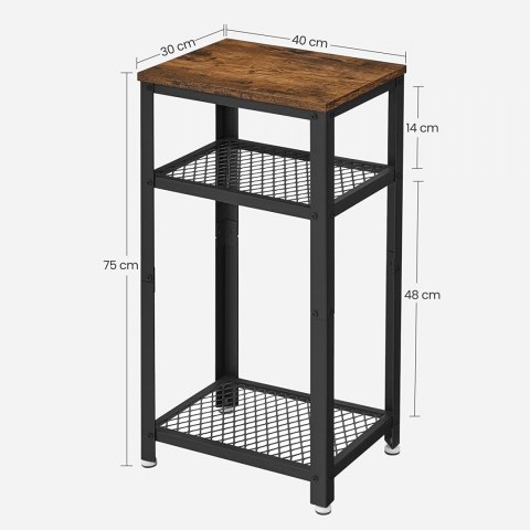 STOLIK Z PÓŁKĄ LOFT, CZARNY METAL, DO SALONU, ORZECH, CIEMNY BRĄZOWY, 40 cm STOLIK Z PÓŁKĄ LOFT, CZARNY METAL, DO SALONU, ORZECH, CIEMNY BRĄZOWY, 40 cm